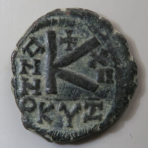 Byzantine Empire - Justin II & Sophia Half Follis Cyzicus Mint year 12 576-7 AD Sear 373