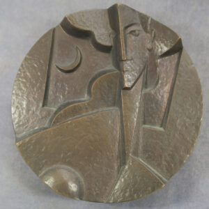 bronze medal after Modigliani Portrait with crescent moon