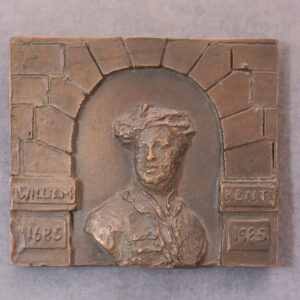 William Kent sculpture bust with dates in arched niche bronze medal