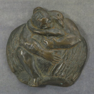 Leda and the swan as lovers cast bronze medal