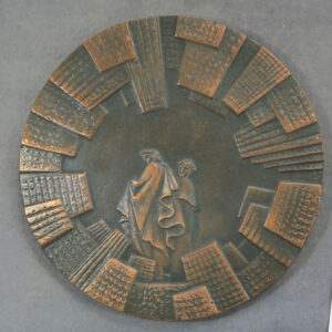 Dante and Virgil in the modern Hell of the city bronze medal