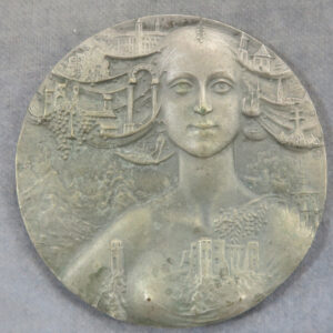 Slovakia personified art medal by Polonsky female with buildings and grapes silvered metal- RD117