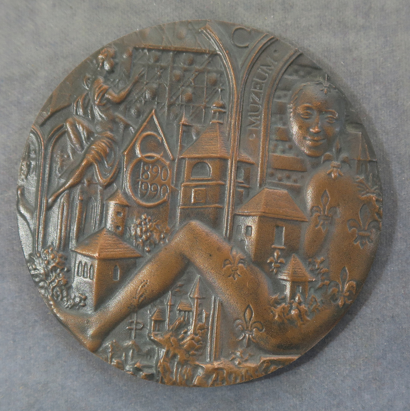 Slovakia art medal by M Polonsky Kremnica museum 1890-1990 centenary bronze commemorative- RD118