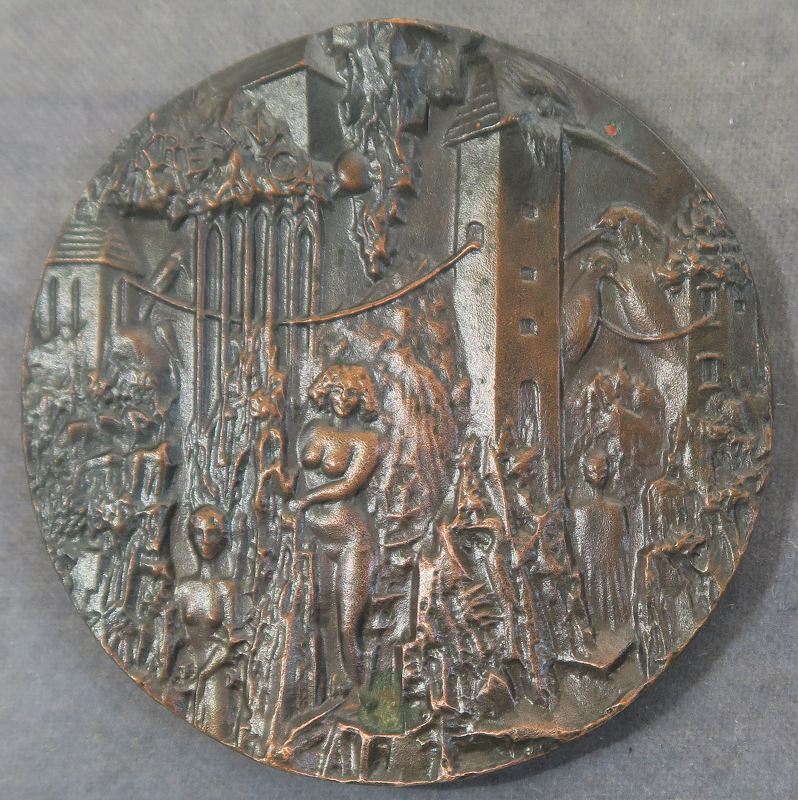Slovakia art medal by M Polonsky Kremnica museum 1890-1990 centenary bronze commemorative- RD118