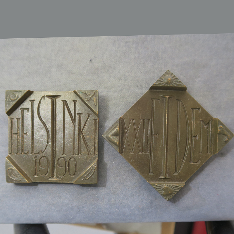 FIDEM XXII Helsinki Finland bronze congress medal in 2 parts 1990 Rasanen RD148 - Image 3