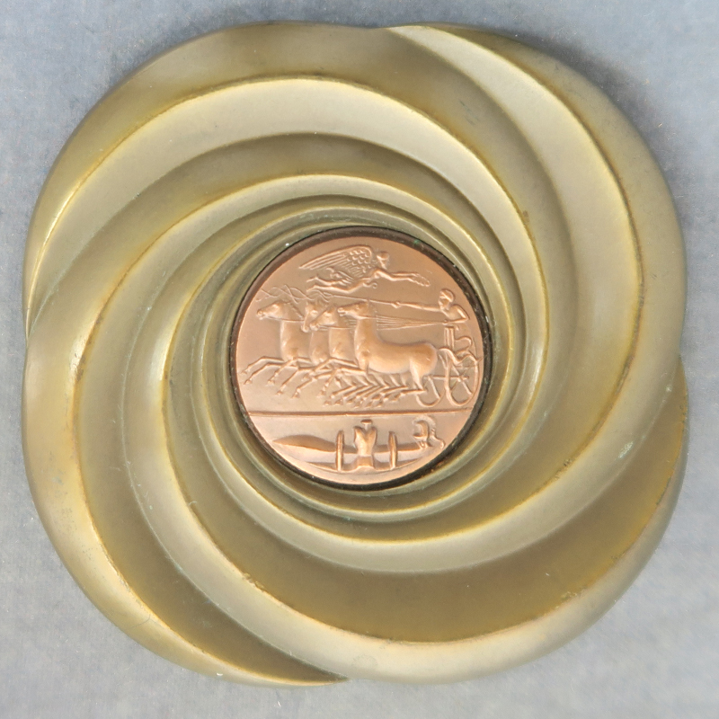 Calouste Gulbenkian Foundation, Lisbon Portugal bimetallic medal with Greek coin repro insert