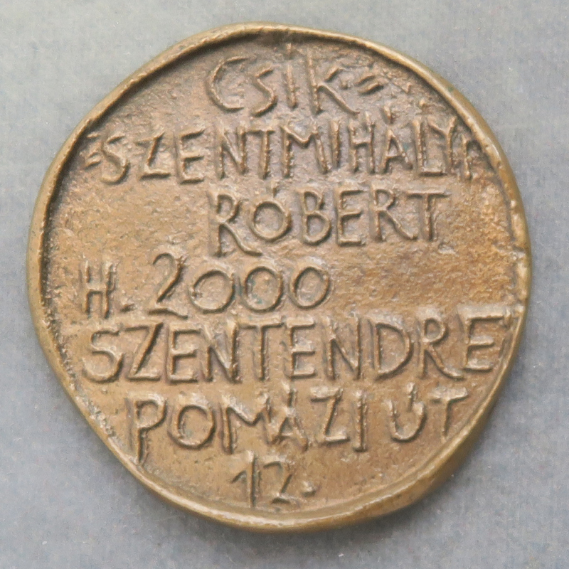 Hungary/USA bronze medal Csikszentmihaly Robert his address medal 1980s wild boar in wood - RD168 - Image 2