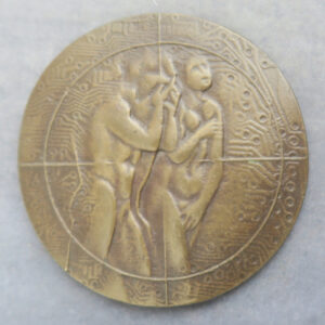 Adam and Eve expelled from Eden after Masaccio bronze medal