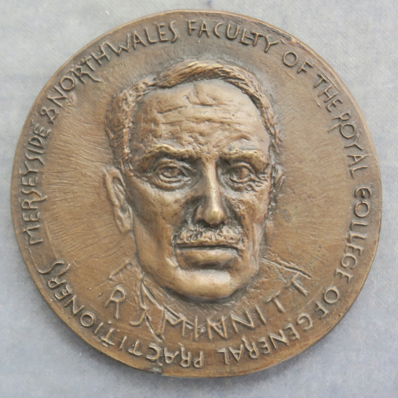 GB: Merseyside & North Wales Faculty of The Royal College of General Practitioners bronze medal portrait R J Minnitt RD182