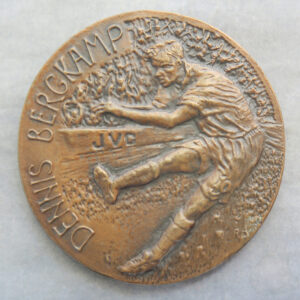 GB Football Arsenal Dennis Bergkamp PFA Player of the Year, FWA Footballer 1998 bronze medal by Ron Dutton RD193