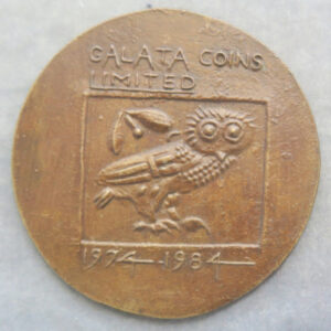 Galata Coins Ltd - owl standing right 1974-1984 bronze medal RD199