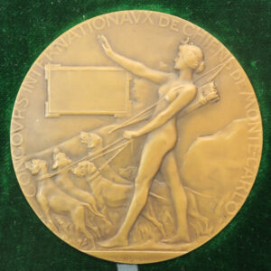 Art Nouveau bronze medal Monaco Monte Carlo Concours de Canine 1912-13 by Saer,ai - dogs, casino &c. in original box