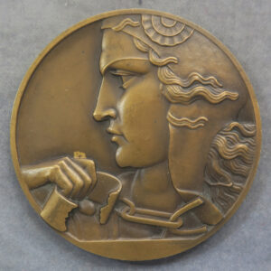 Art Deco bronze medal 1946 Red Cross by Pierre Turin 68mm