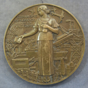 Art Deco bronze medal 1945 Exposition Internationale de l'Epargne by Jean Vernon - 