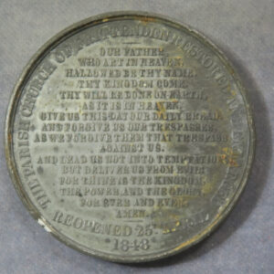GB Kent, Frittenden Parish church restored 1849 pewter medal