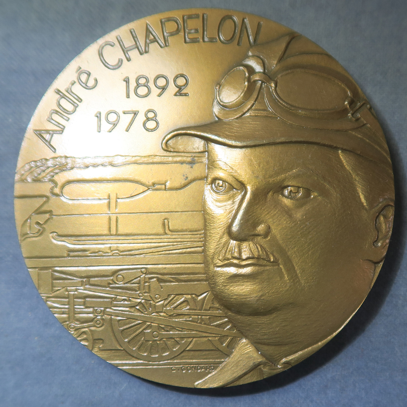 Andre Chapelon mechanical engineer 1892-1978 French bronze medal by C Gondard 1979 steam engine