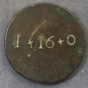 GB: 1 + 16 + 0 incuse brass round uniface coin weight - to weigh Portugal Joe Withers -
