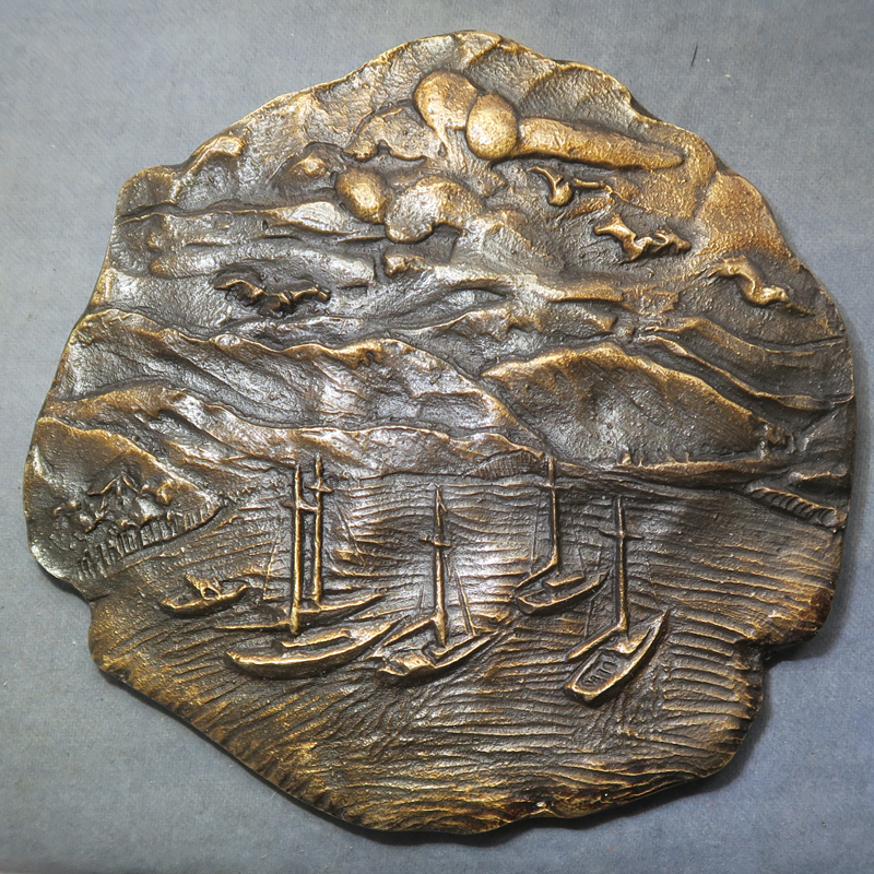 GB Loch Broom Drift by Ron Dutton cast bronze poem medal 1994 110mm. RD203