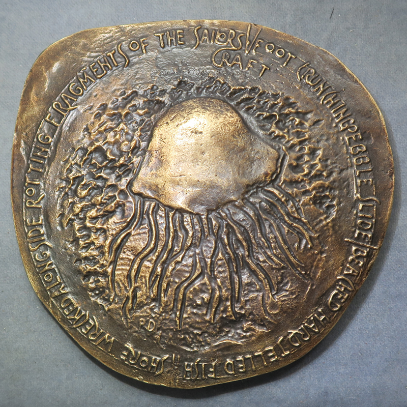 Scotland Beached Broom Boats medal by Ron Dutton cast bronze poem 1994 jellyfish 104mm. RD204