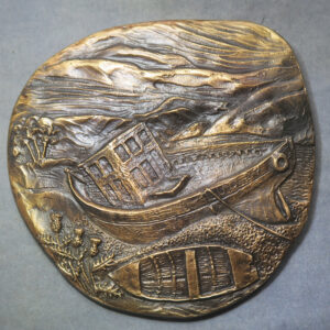 Scotland Beached Broom Boats medal by Ron Dutton cast bronze poem 1994 jellyfish 104mm. RD204