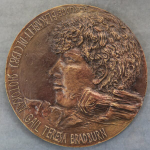 GB Karate Shotokan Black belt Gail Teresa Bradburn by Ron Dutton bronze medal 1987 RD207