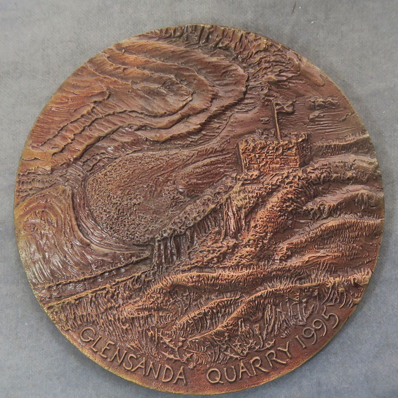 Scotland: Glensanda Quarry 1995 Foster Yeoman & Finning bronze medal by Ron Dutton RD210 Castle and landscape
