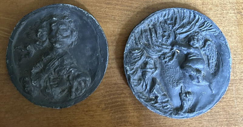 Ronald Searle medal for BAMS of Bernini getting message from the Angel of the Baroque - trial splashes RD232